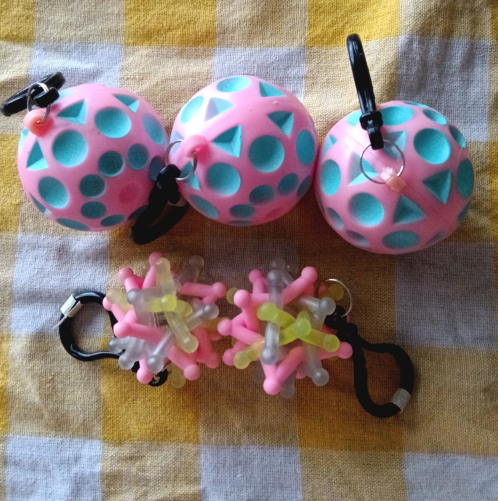 Set of Pink & Teal Sensory Fidget Balls with Keyrings